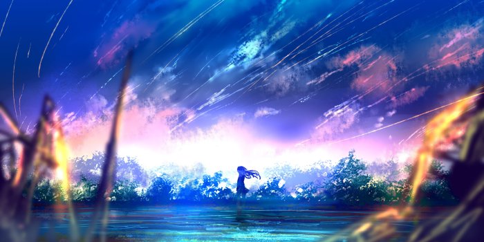 3840x2160 Download 3840x2160 Anime Girl, Falling Stars, Scenic, Colorful