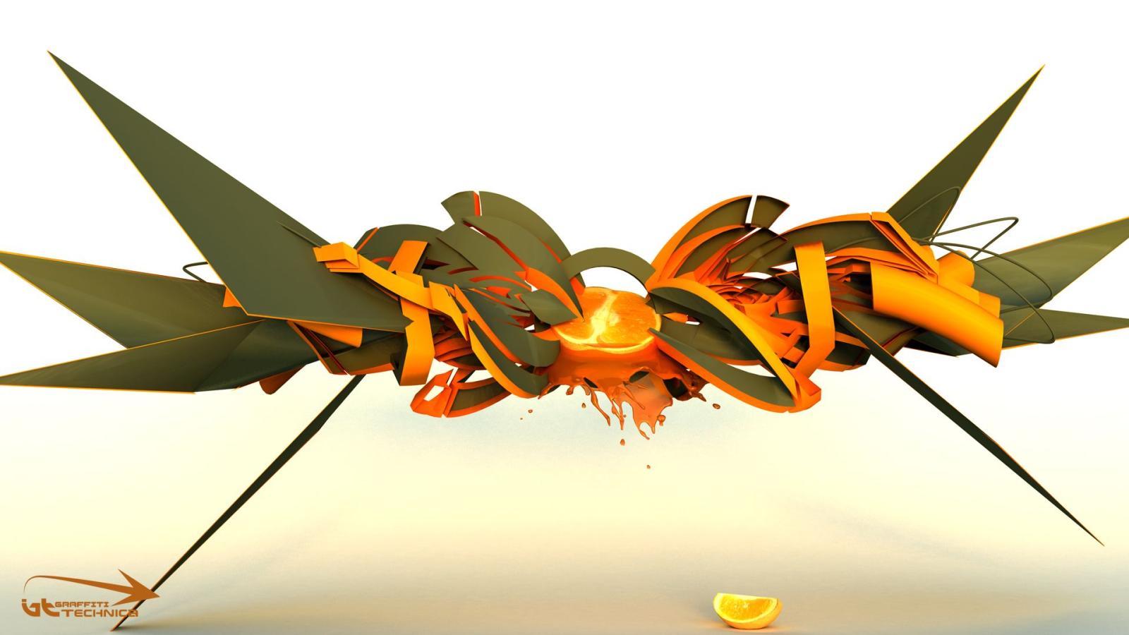 1920x1080 3d graffiti wallpaper - Orange fruit graffiti - Graffiti Technica