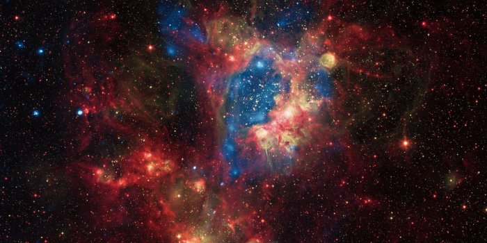 3840x2400 Download HD Space Universe Stars Nebula In Red Yellow and Blue Color