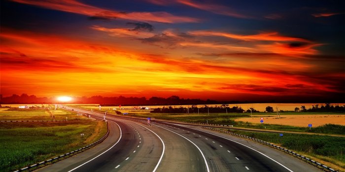 2560x1440 Highway At Sunset ❤ 4K HD Desktop Wallpaper for 4K Ultra HD TV