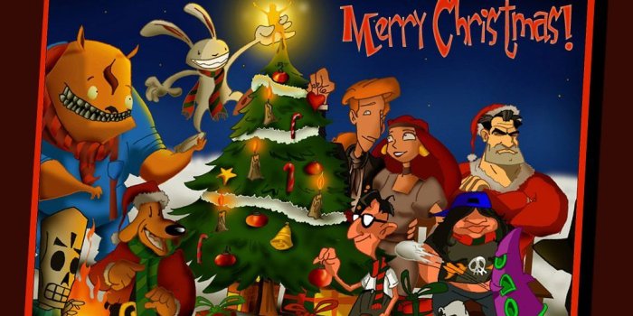 1024x768 Games Wallpaper: Lucas Arts - Merry Christmas | Sam and Max