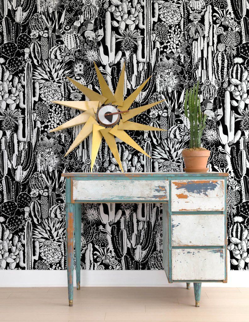 791x1024 Sample Cactus Spirit Wallpaper in Contrast design by Aimee Wilder