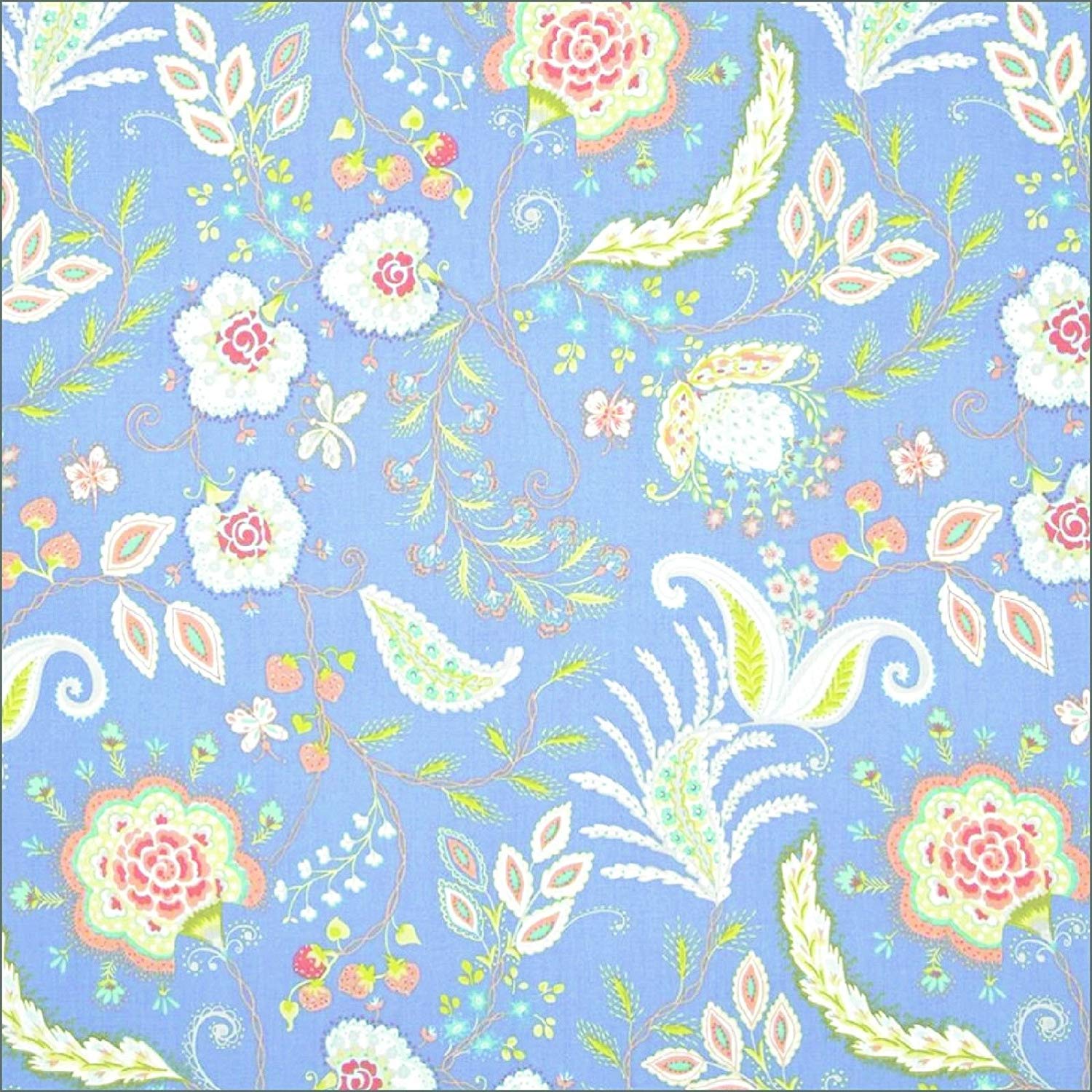 1500x1500 Free Spirit Sundara Oasis Vinithia Orchid on Blue Cotton Fabric For