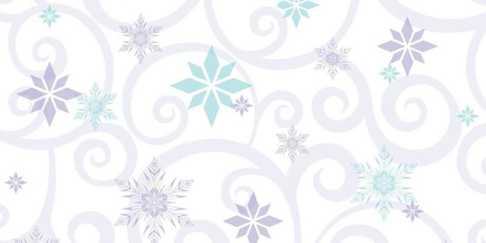 1024x1024 Disney Kids Frozen Snowflake Scroll Wallpaper - White, Teal, Violet