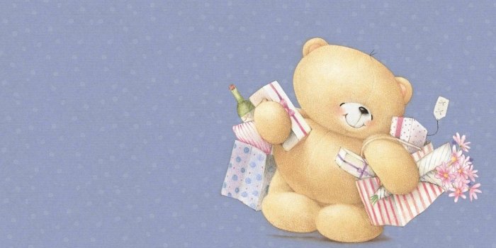 1332x850 Wallpaper smile, mood, holiday, art, bear, purchase, a bunch