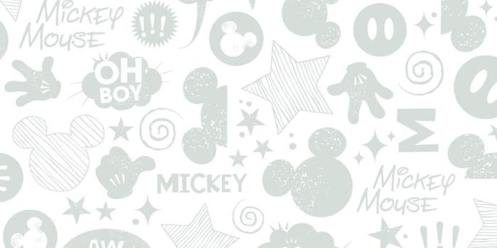 1024x1024 Disney Mickey Mouse Animated Tonal Wallpaper - White/Silver