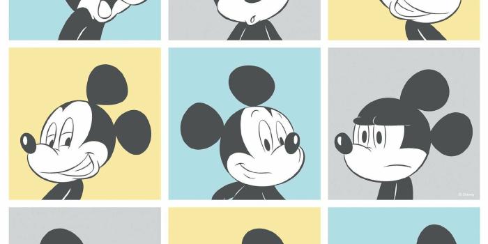 2000x1998 Official Disney Mickey Mouse Pop Art Pattern Cartoon Childrens Wallpaper  (Yellow Blue MK3013-2)