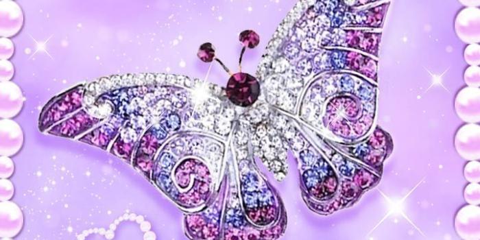 720x1280 Purple dream, diamond butterfly with purple roses. Luxury wallpaper