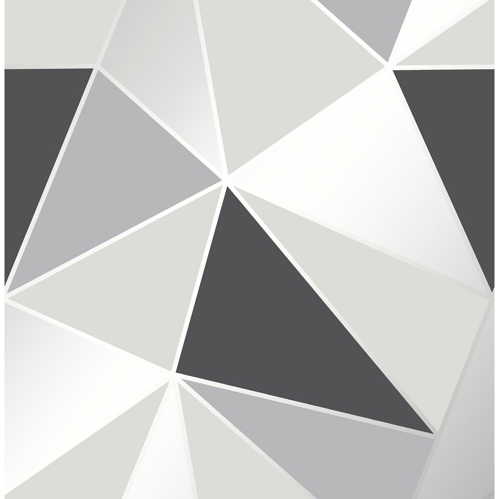 1000x1000 8 in. x 10 in. Arken Black Geometric Wallpaper Sample
