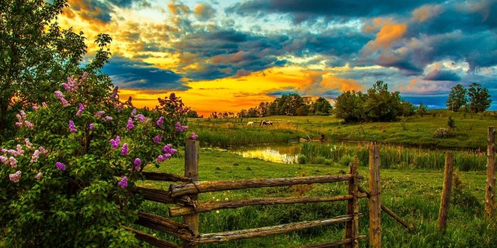 1873x1156 Spring Farm at Sunset Wallpaper and Background Image | 1873x1156