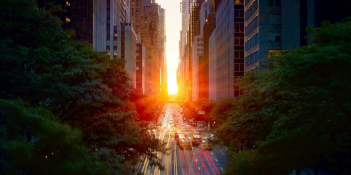 2048x1363 City Sunset Sun Manhattan Road Cars Spring Light Exposure - Free