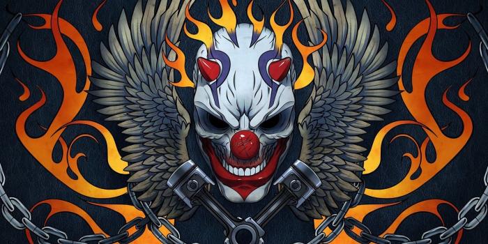 1332x850 Wallpaper fire, flame, game, evil, hell, clown, chain, spark, Payday