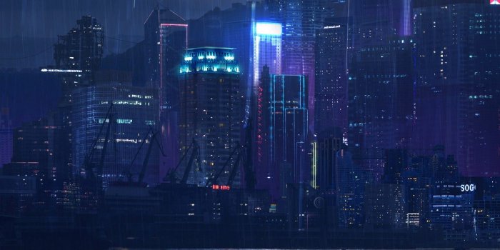 1332x850 Wallpaper Sea, Port, Night, The city, Neon, Rain, Building, City