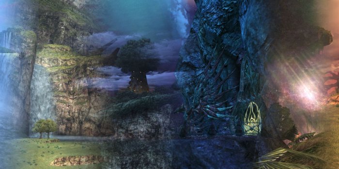 3840x1080 Made a dual-screen wallpaper with (some of the) areas in the game