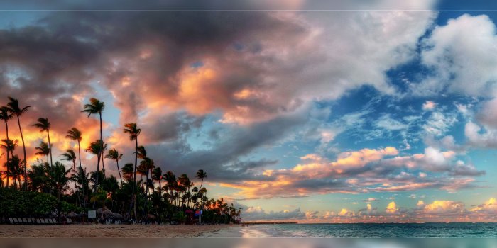 3360x1050 Palms Tropical Beach Dual Screen Wallpaper | 3360x1050 | ID:38367