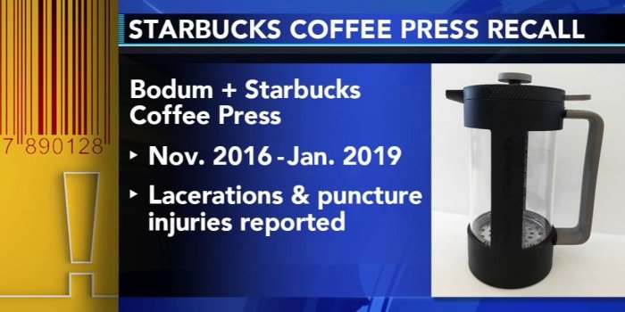 1280x720 Consumer Alert: Starbucks recalls French presses
