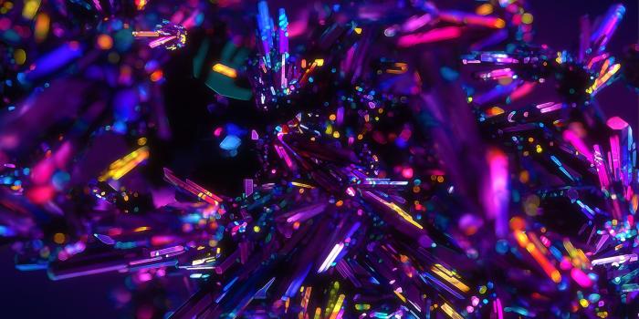 2560x1440 Wallpaper Crystals, Digital art, Purple, Abstract, Colorful, HD, 4K