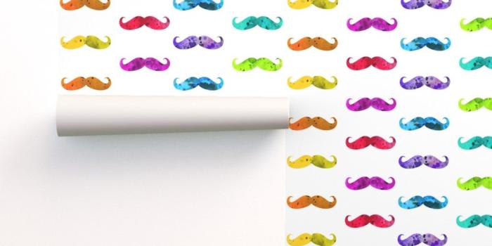 1024x1024 watercolor rainbow mustaches - Spoonflower
