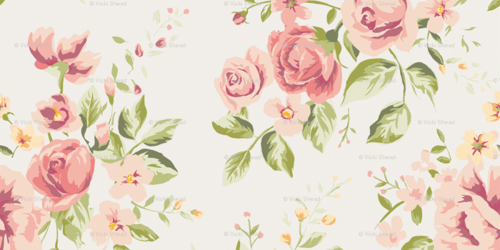 1041x1043 Vintage Rose Floral wallpaper - curlywillowco - Spoonflower