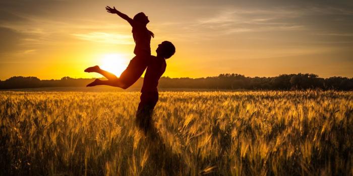 1280x720 Wallpaper Couple, Romantic, Happy, Sunset, Silhouette, Fields, 5K