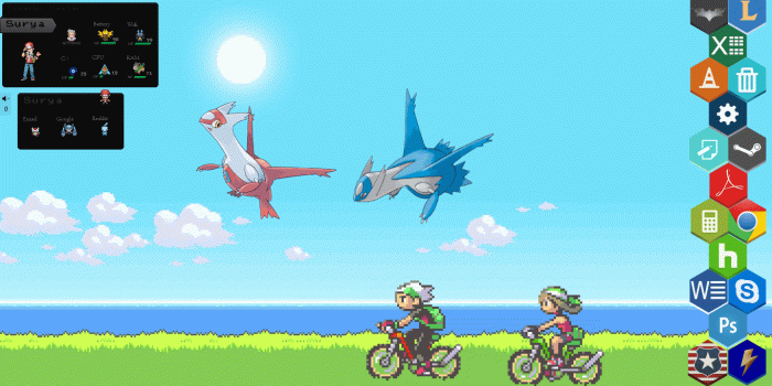 1365x730 Pokemon Emerald themed skin that I made using wallpaper changer, a