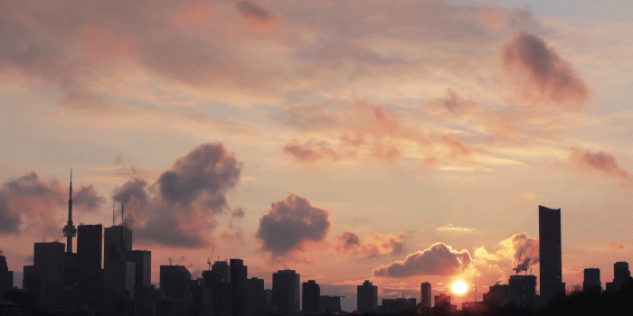 1920x1080 Excelent Toronto Skyline Sunset Time Lapse During Winter Stock Video