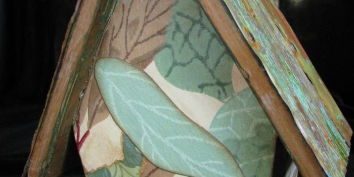 794x1059 Vintage Wallpaper Altered Art Bird House - Medium Size with Distressed  Copper Corrugated Roof