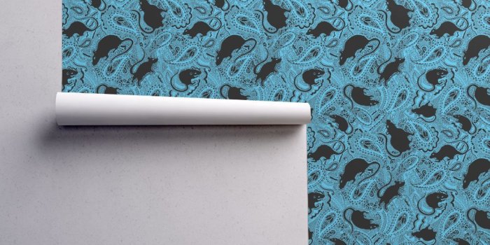 1024x1024 turquoise paisley rats - Medium Size