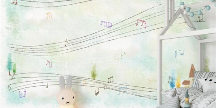1000x800 US $9.45 37% OFF|Beibehang Custom 3D Mural Wallpaper Cute fashion mood  music symbols cartoon children room background wall papel mural wall  paper-in