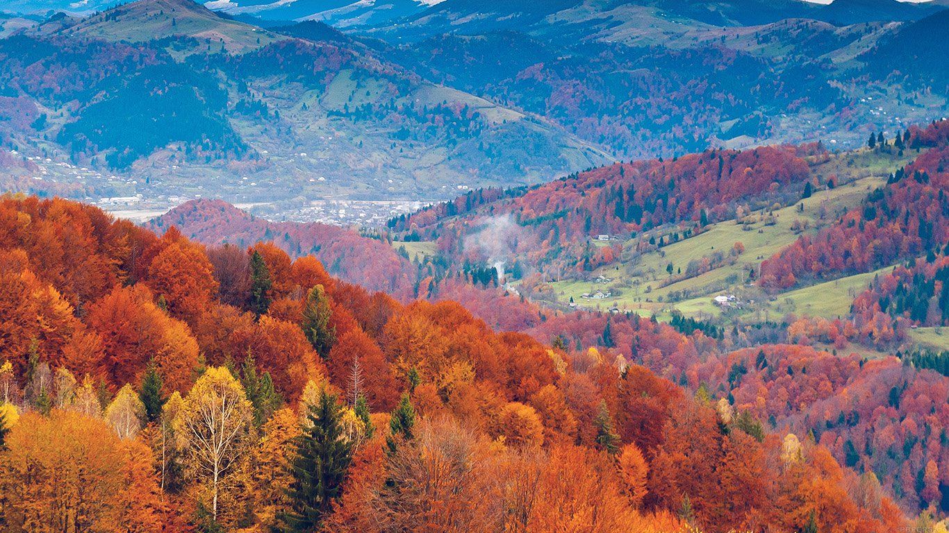 1366x768 wallpaper for desktop, laptop | mr50-fall-mountain-fun-red-orange