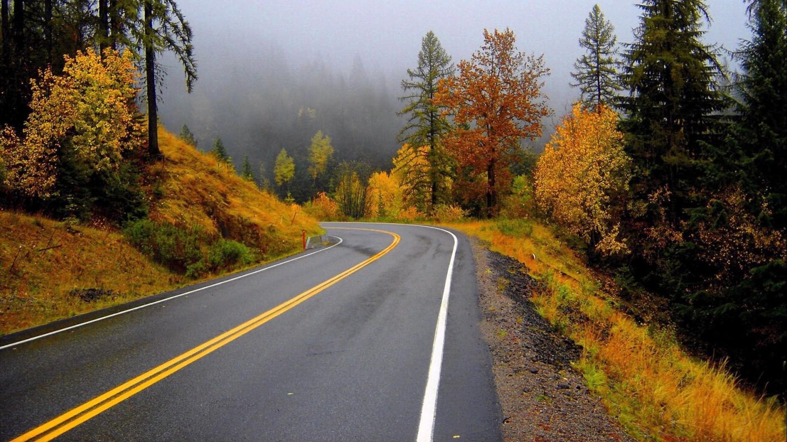 1920x1080 Fall Mountain Road widescreen wallpaper