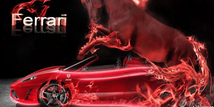 1366x768 Neon Fire Ferrari Red Horse Wheelbarrow Cars Hd Wallpapers