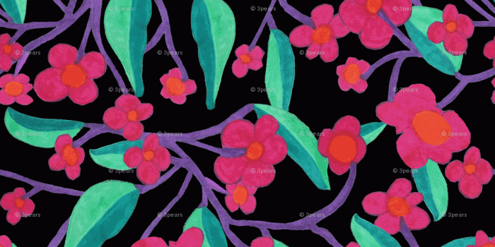 975x1950 Magic Garden Black Raspberry wallpaper - 3pears - Spoonflower