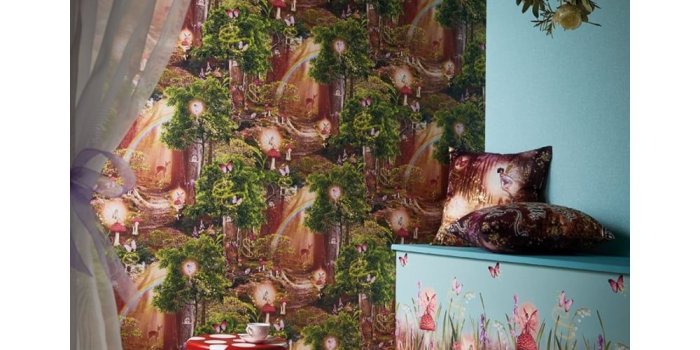 1000x1000 Magic Garden Forest Pattern Childrens Wallpaper Pixie Fairy Trees 696009