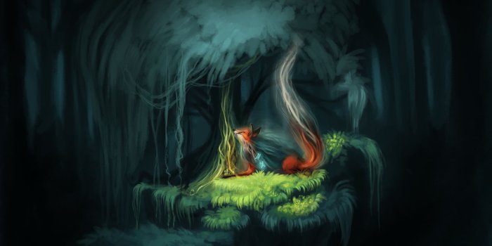 2560x1440 Images Foxes Magic Garden of Eden Fantasy Forests night 2560x1440