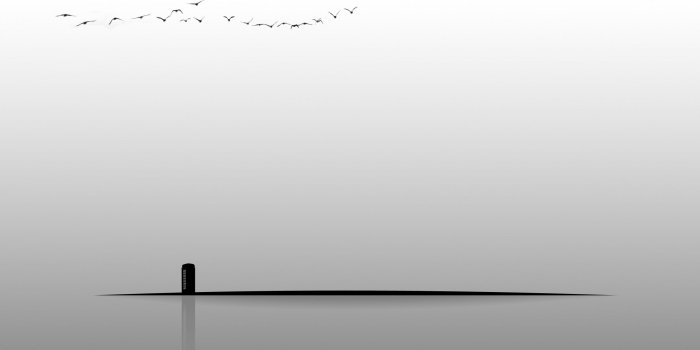 2500x1667 telephone booth, minimalist wallpaper, birds, shadow, vector