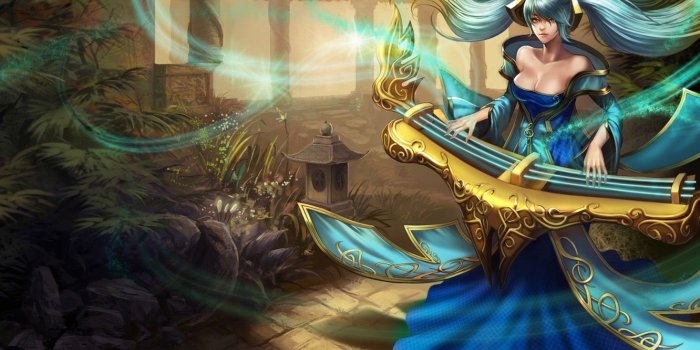 1332x850 Wallpaper girl, stones, magic, garden, track, musical instrument