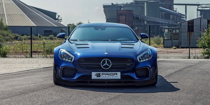 1366x768 HD Background Mercedes AMG GT Blue Front View Sports Car Wallpaper