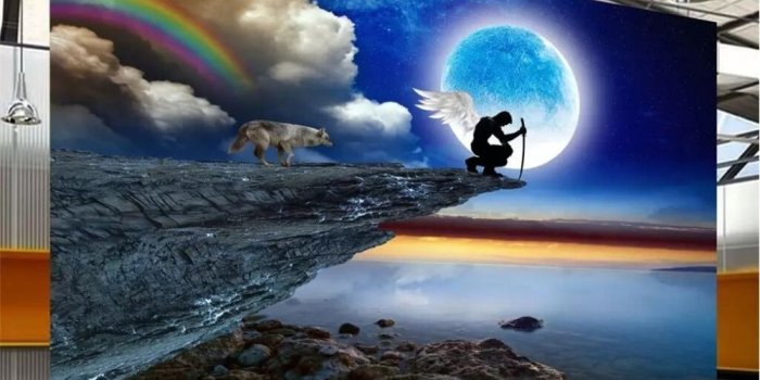 1000x837 US $9.0 40% OFF|beibehang Custom wallpaper 3D photo mural peak king moon  full moon beautiful creative landscape TV background 3d wallpaper mural-in 