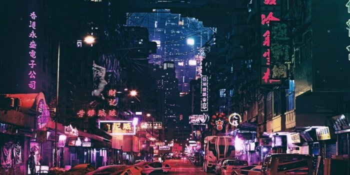 1074x1074 Cyberpunk City | Wallpaper Engine