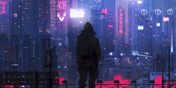 3840x2400 Download wallpaper 3840x2400 city, silhouette, art, cyberpunk