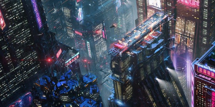 1332x850 Wallpaper Night, The city, Future, Neon, Rain, Skyscrapers, City