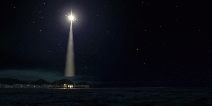1920x1080 A slow zoom towards a depiction of the nativity scene of christs birth in  bethlehem with the isolated run down stable being lit by a bright star