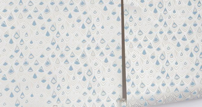 662x1280 Boho Diamond Wallpaper in Metallic Silver and Fairy Blue on Off