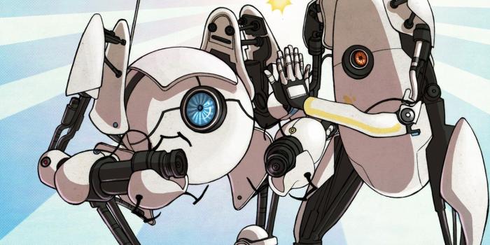 1332x850 Wallpaper robot, Valve, Portal 2, coop, P-body, ATLAS, Co-op images