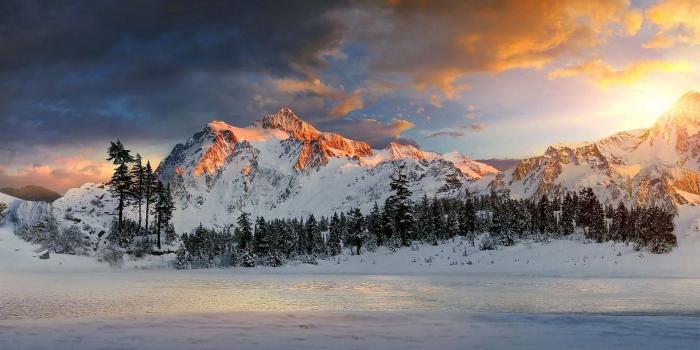 1920x1080 Snow Mountains Sunset Wallpaper Snowy mountain field | Winter Scenes