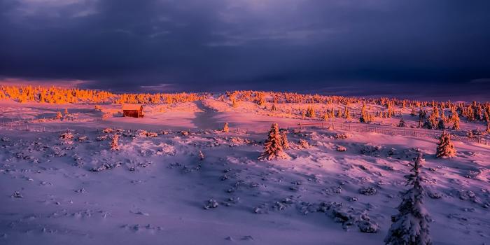 1920x1080 Winter Snow Glow Sunset View Wallpaper - Wallpaper Stream