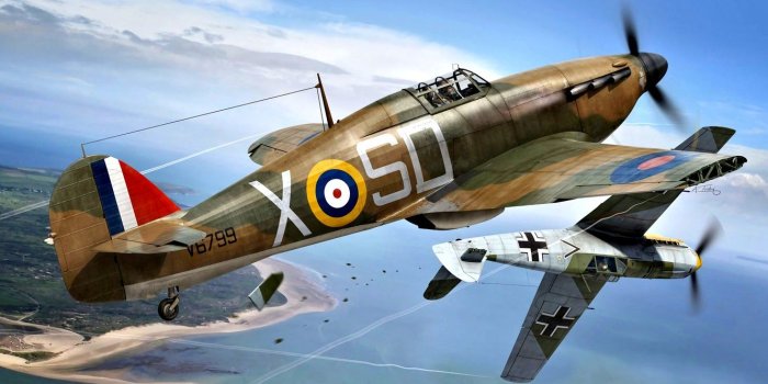1332x850 Wallpaper Messerschmitt, Battle of Britain, WWII, Hawker Hurricane