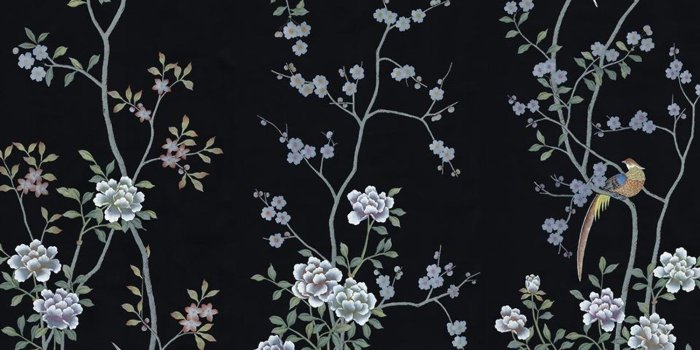 1500x1467 Kew Garden Black Chinoiserie Mural