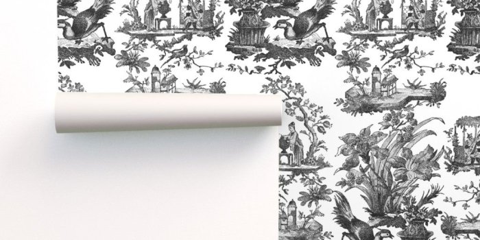 1024x1024 Chinoiserie Toile ~ Black and White on Isobar by peacoquettedesigns